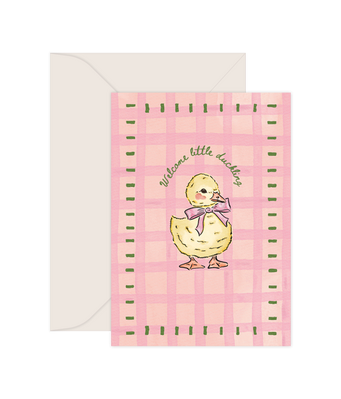 Welcome Little Duckling Pink - Greeting Card (6 Pack)