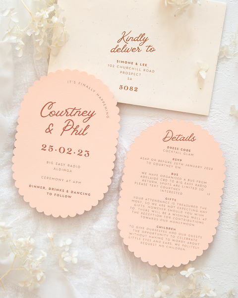 Scallop Peach Custom Invitation Australia