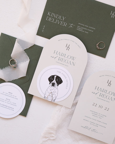 Blossie Dog Wedding Invitation Layered Australia