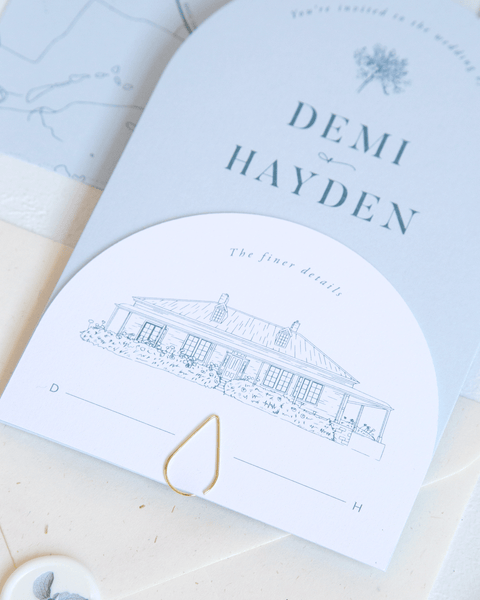 Blossie Wedding Invite with illustration